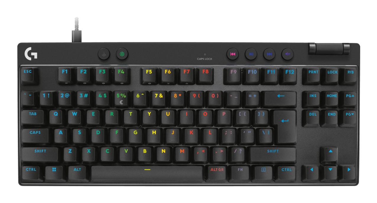 Logitech G PRO X TKL RAPID - a billentyűzet mágneses kapcsolói és az egyenletes RGB háttérvilágítás közelebbről