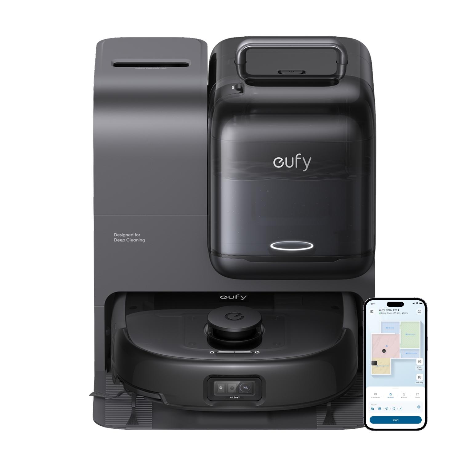 Eufy E28 - A robot alja a CornerRover karral és a DuoSpiral kefékkel