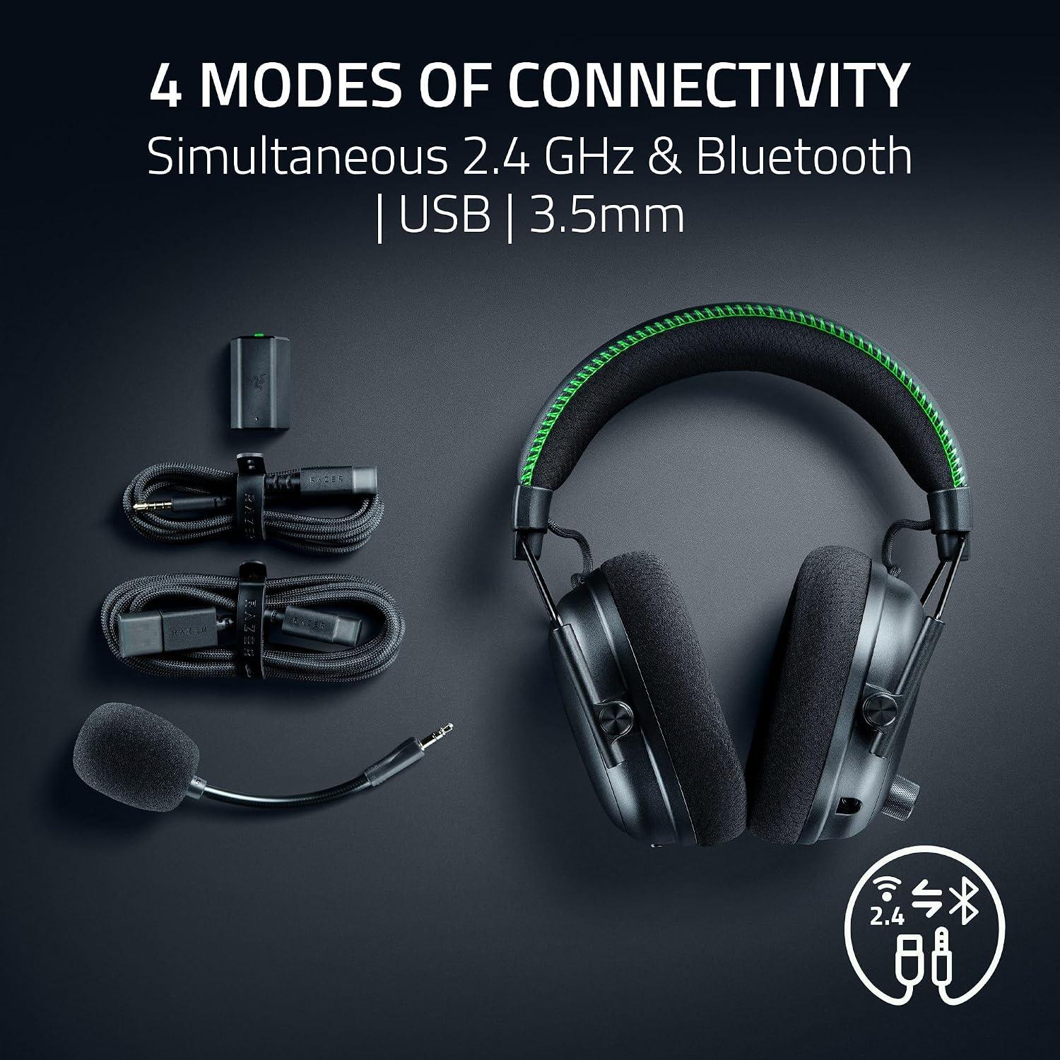 Razer — BlackShark V3 - a fülhallgató oldalsó vezérlőgombjai és a levehető mikrofon