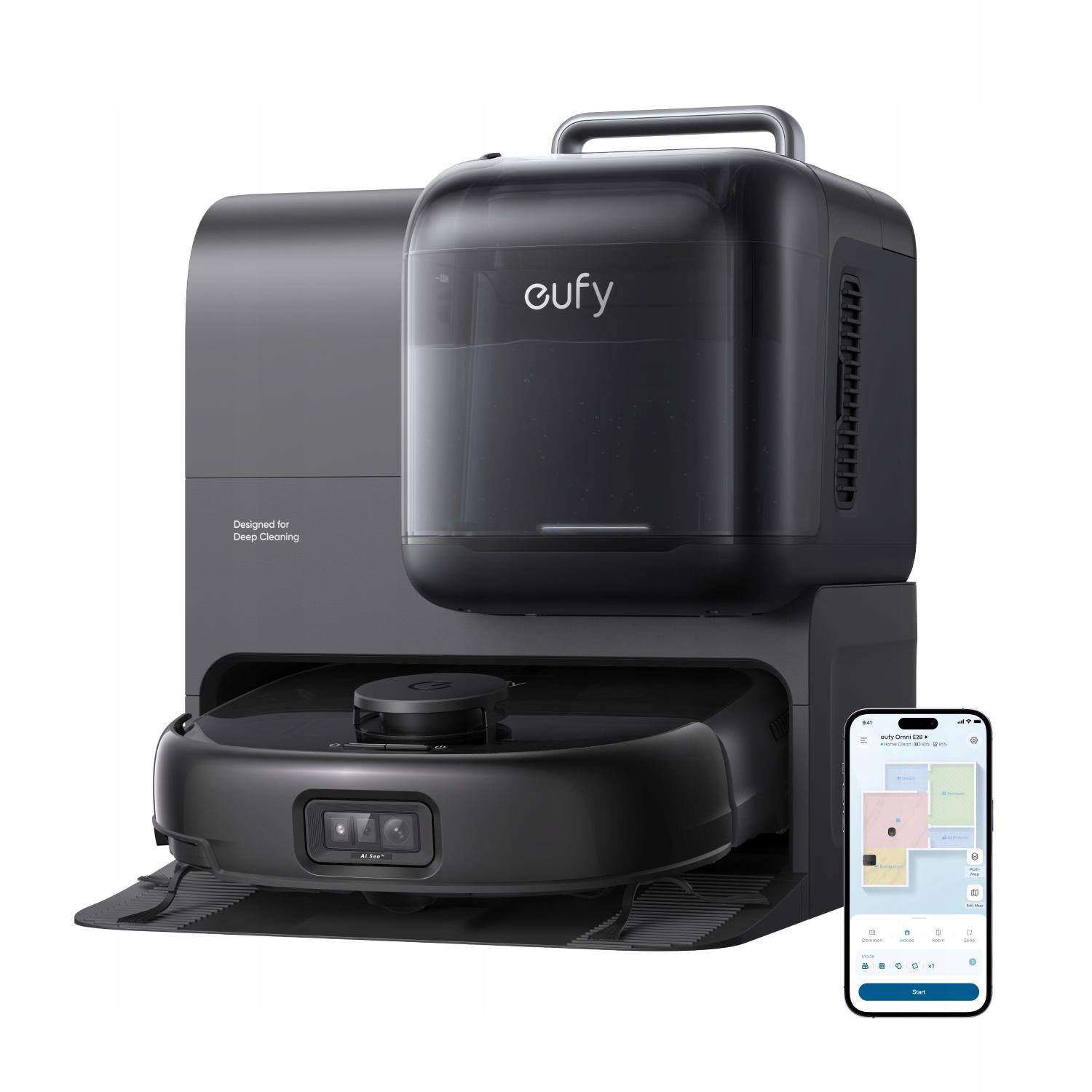 Eufy E28 - A kivehető FlexiOne hordozható porszívó használat közben kanapén és lépcsőn