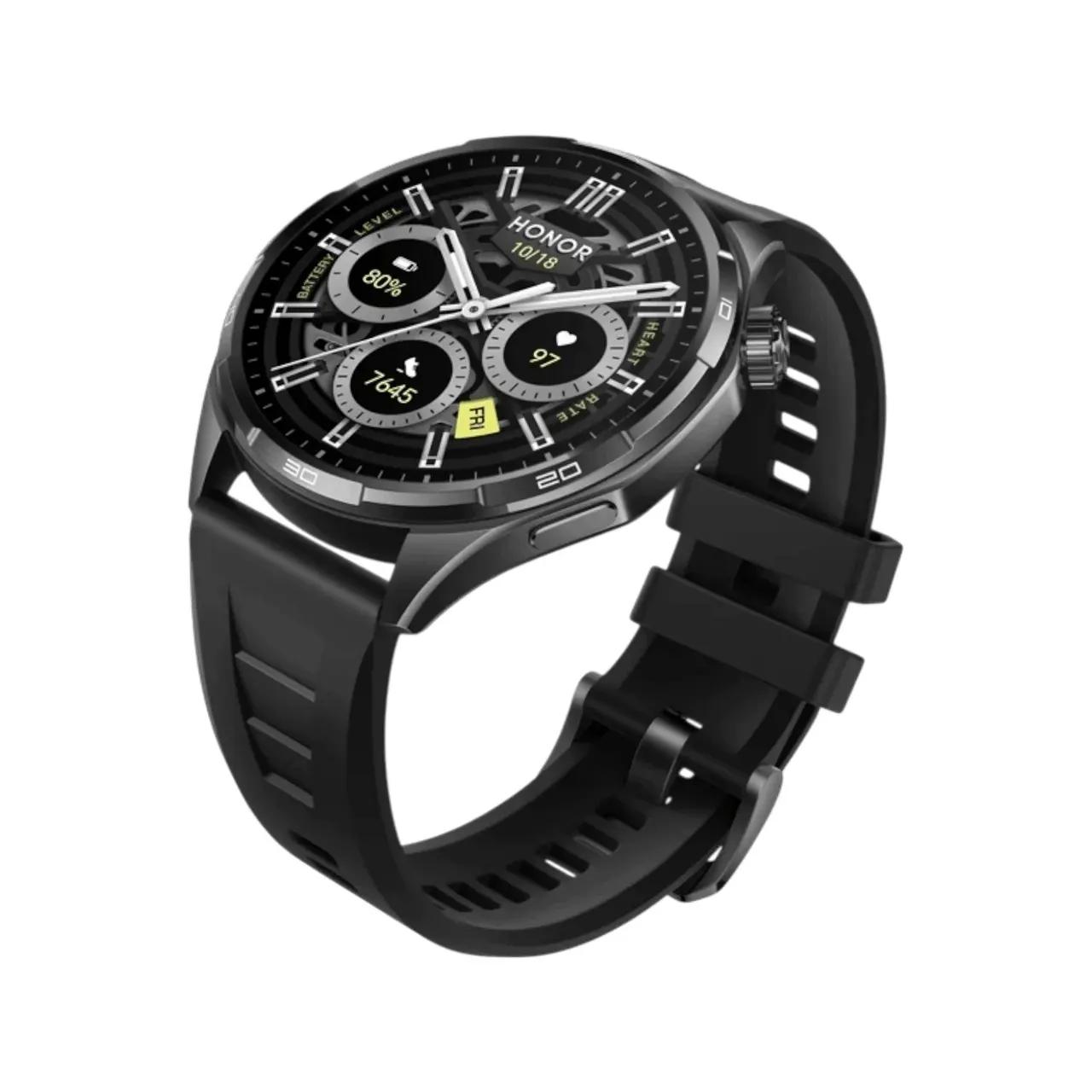 Honor Magic Watch 5 - A Honor Watch 6 töltője és a forgatható korona gomb közeli képe