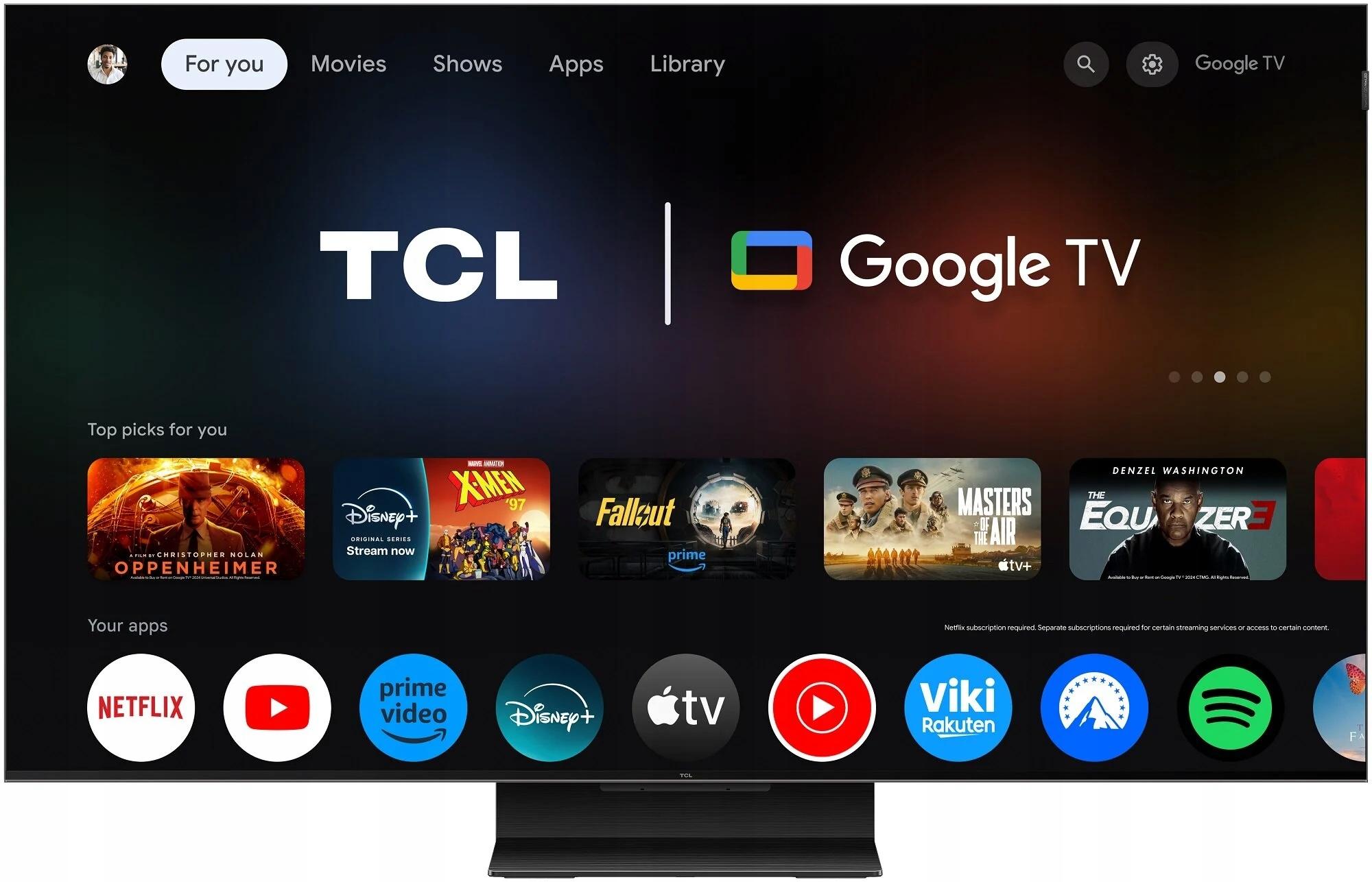 TCL C7K - a Google TV gördülékeny felülete a képernyőn