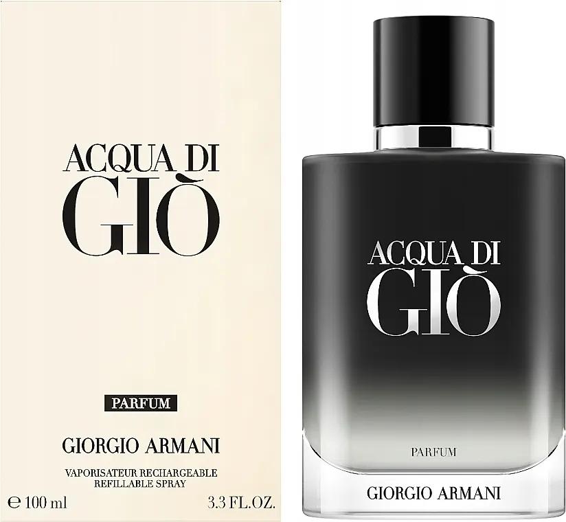 Giorgio Armani Acqua di Giò Elixir - A parfüm doboza és az üveg egymás mellett a csomagolásban