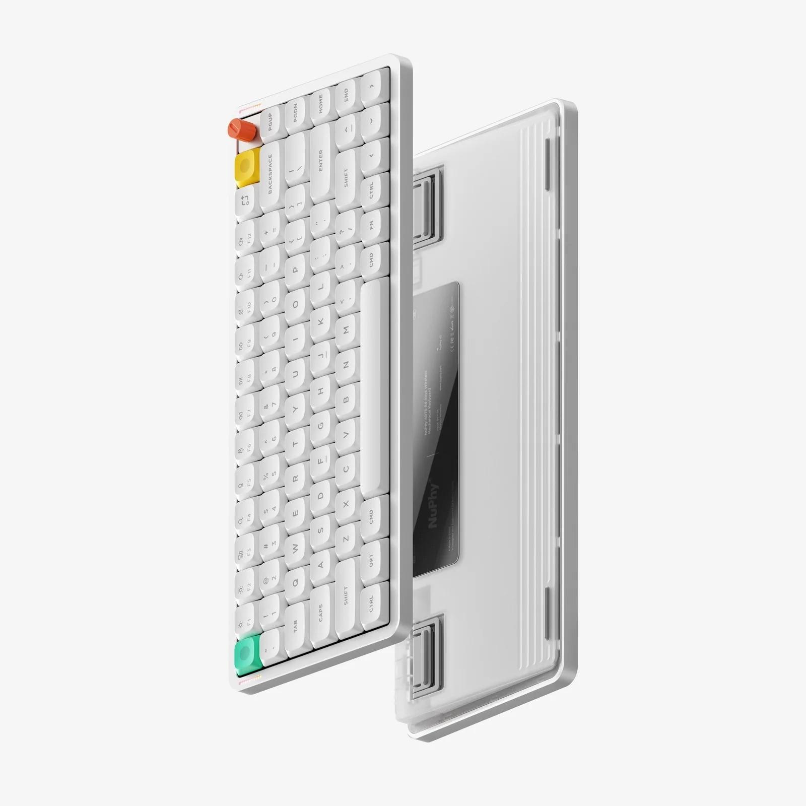 NuPhy Air75 V2 - A billentyűzet profilból, bemutatva az állítható ergonómiai lábakat