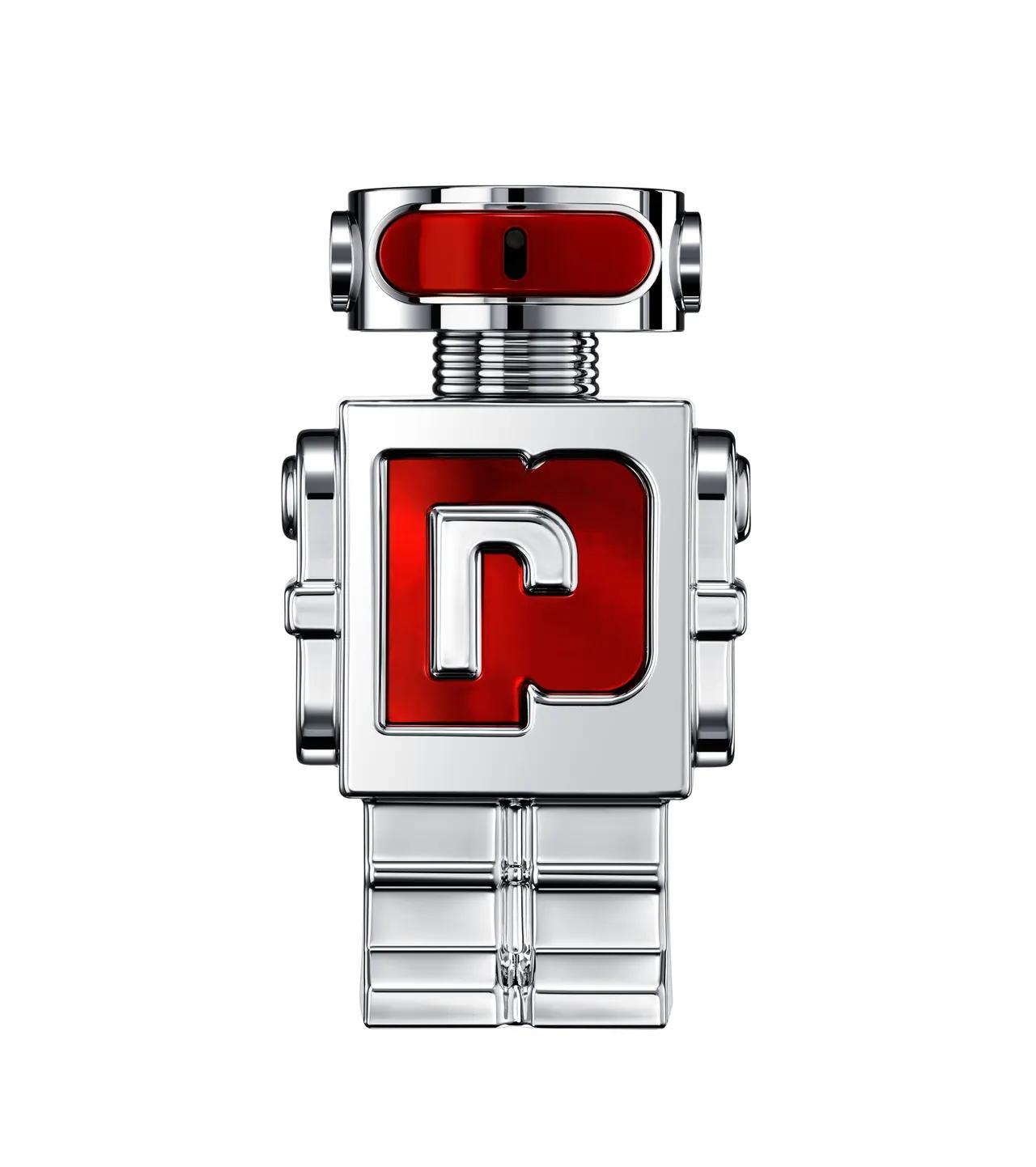 Rabanne Phantom in Red - a parfüm elegáns, modern csomagolása közelről