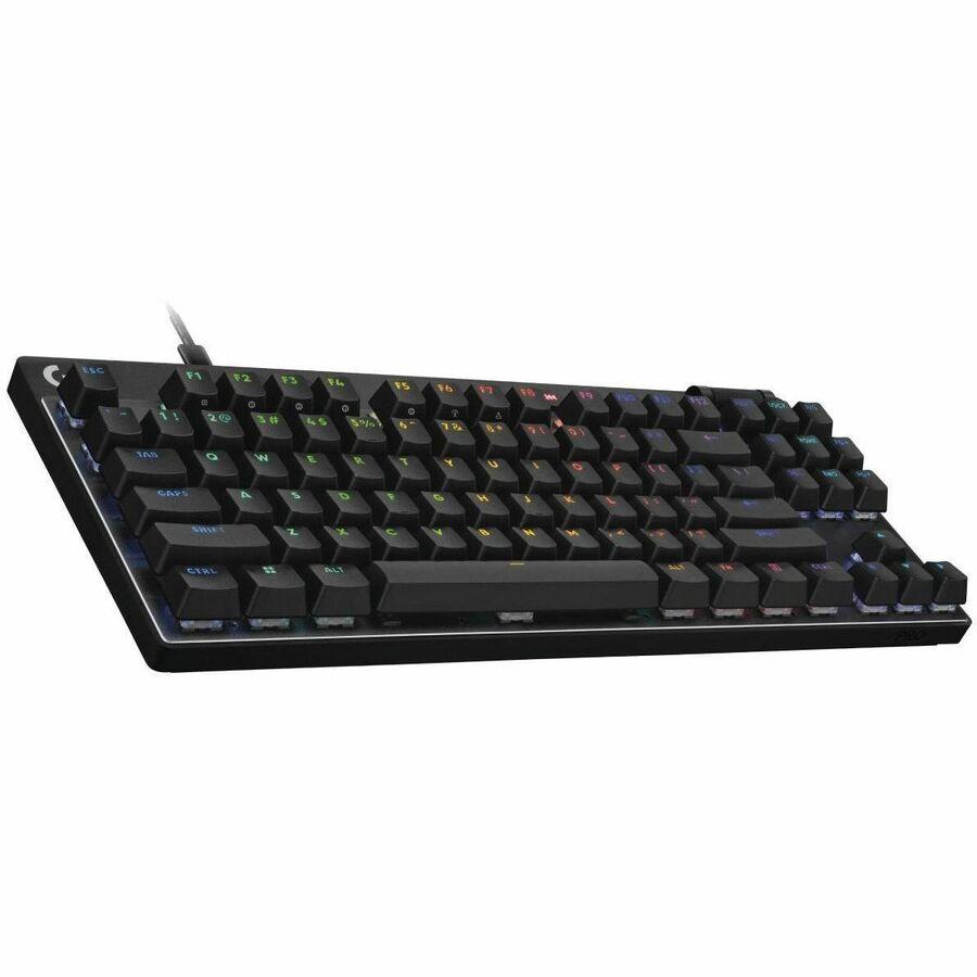 Logitech G PRO X TKL RAPID - a fém hangerőszabályzó görgő és a multimédiás gombok a billentyűzet jobb felső sarkában