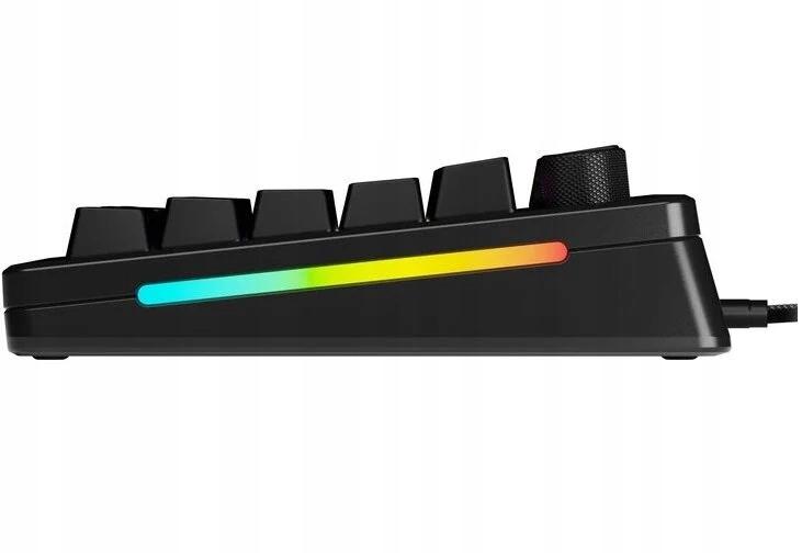 Glorious GMMK 3 Pro HE - Közelkép a PBT billentyűsapkákról és a multifunkciós forgótárcsáról