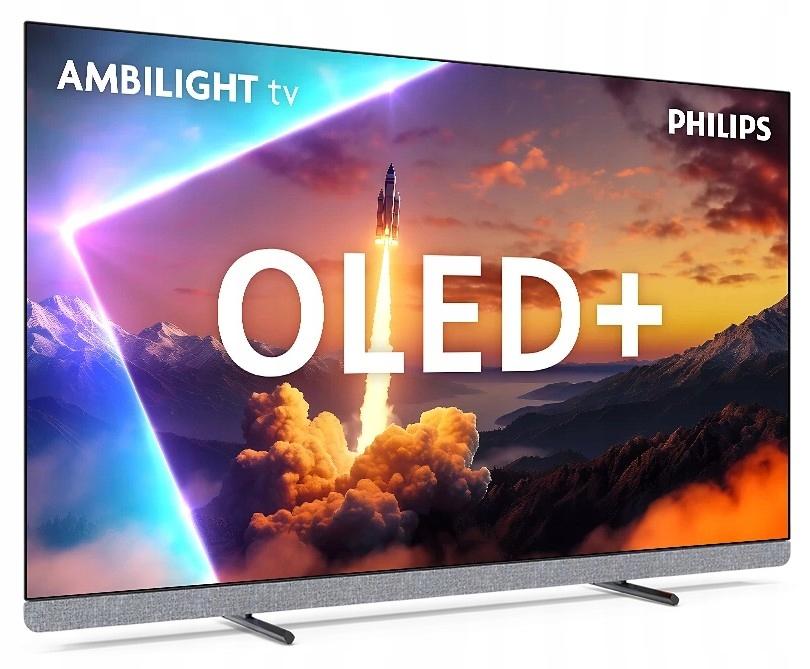 Philips OLED+910 - A Google TV felhasználói felülete a távirányítóval az előtérben