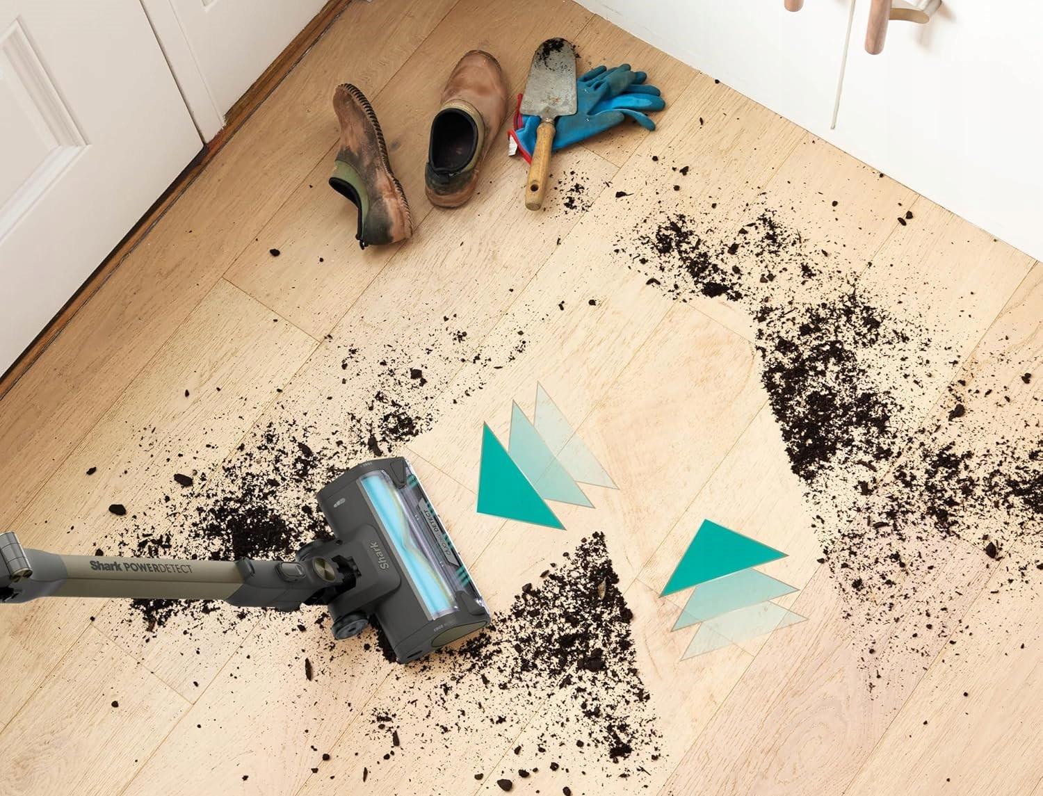 Shark PowerDetect Clean & Empty - a porszívó kijelzője és a DuoClean fej működés közben