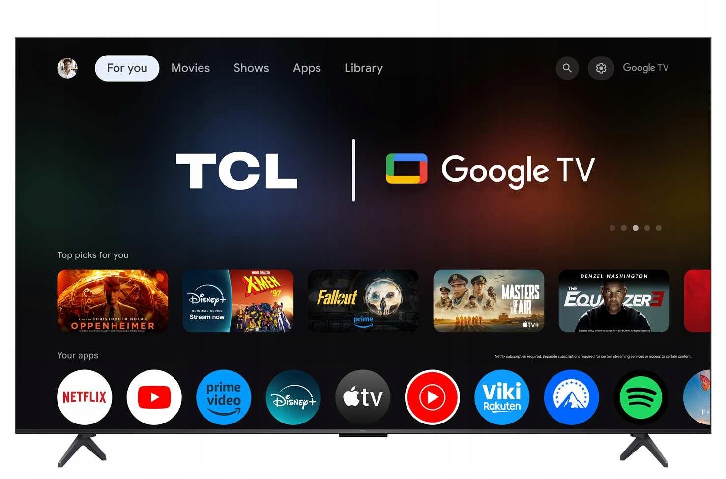 TCL QM6K - A TV csatlakozói a hátoldalon, beleértve a 4 HDMI portot