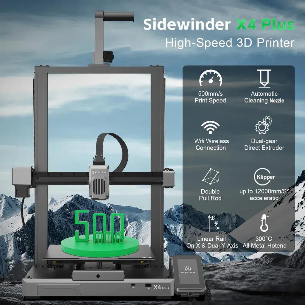 Artillery Sidewinder X4 Plus - Egy elkészült, nagy méretű 3D nyomtatott modell a tárgyasztalon
