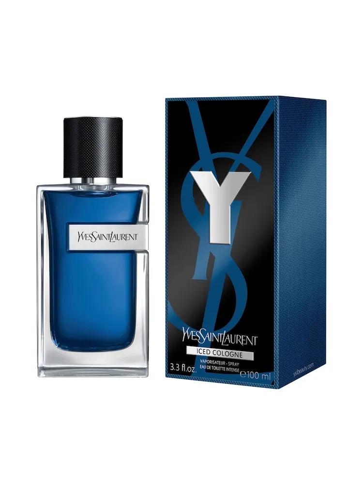 Yves Saint Laurent Y Iced Cologne - A parfüm elegáns kupakja és a szórófej részletei