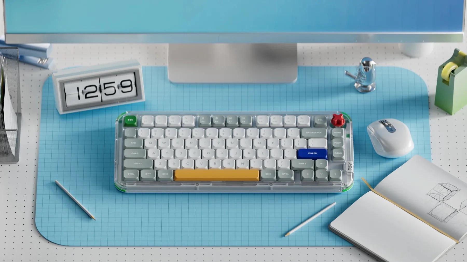 Nuphy Kick75 - a billentyűzet RGB háttérvilágítással sötétebb környezetben