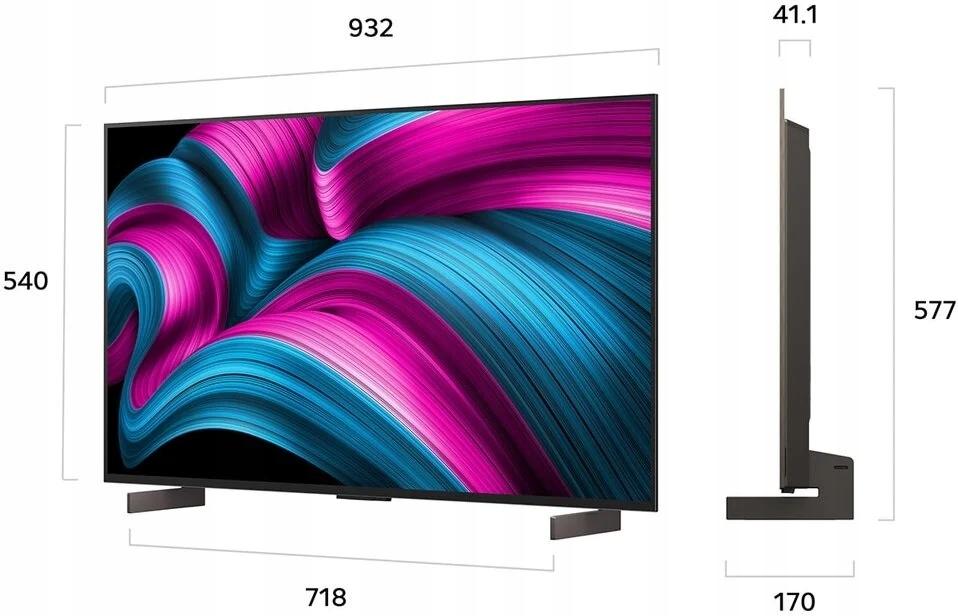 LG OLED G5 - A tévé hátulja a csatlakozókkal, köztük a 4 darab HDMI 2.1 aljzattal