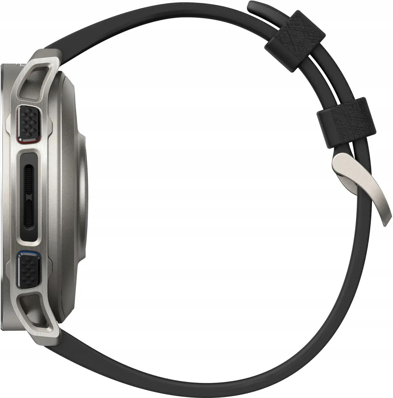 Amazfit Cheetah 2 Ultra - Az óra gombjai, a titán lünetta finom kidolgozása és a szíj rögzítése