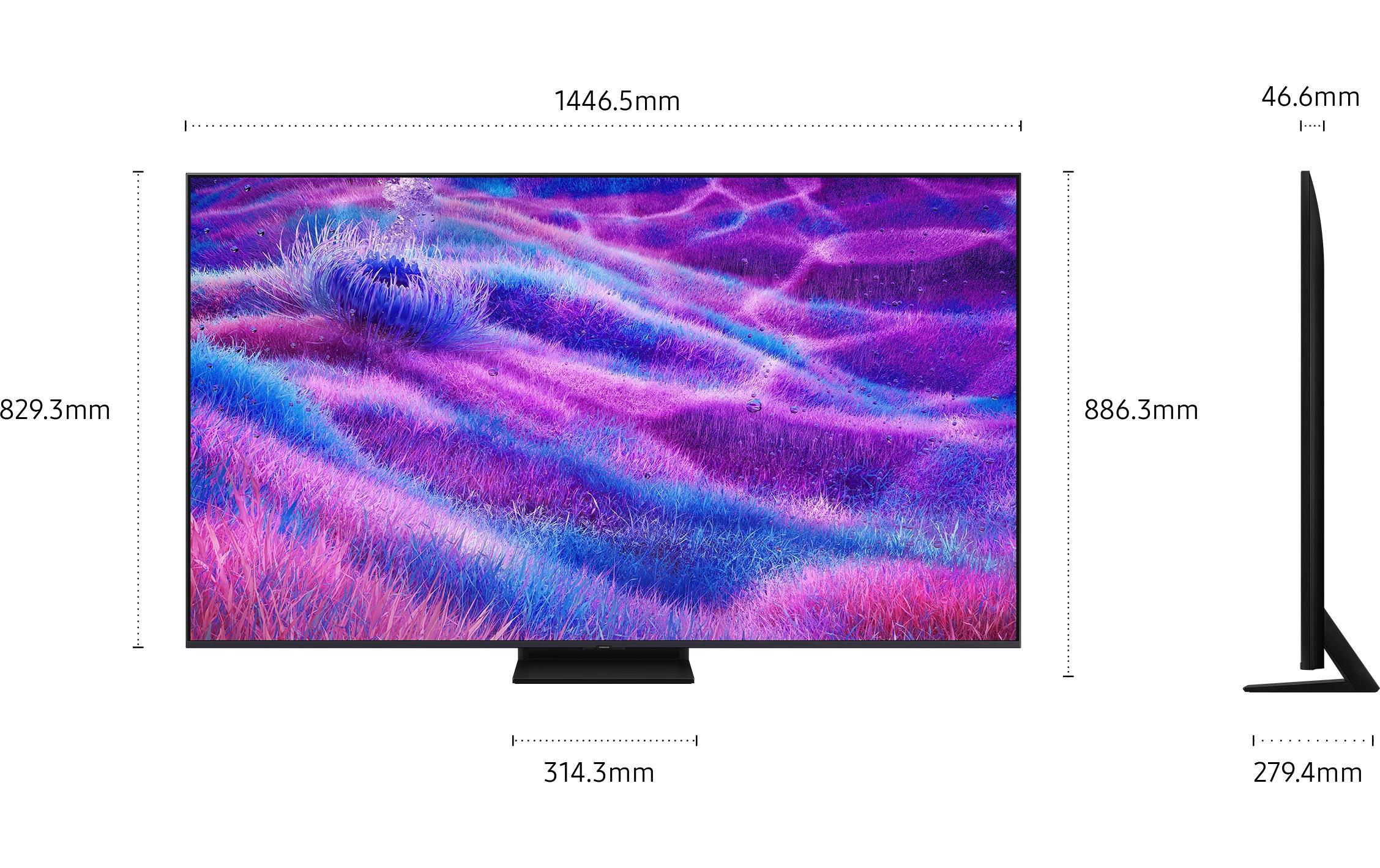 Samsung Neo QLED QN80F - A tévé vékony kávája és elegáns standja közelről