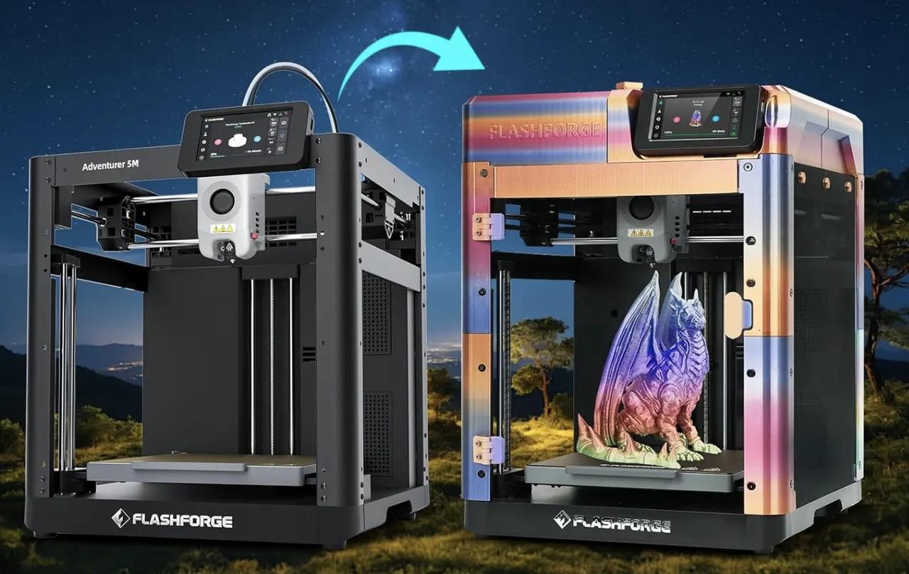 Flashforge Adventurer 5M Pro - Színes, részletgazdag 3D nyomtatott figurák a nyomtató mellett