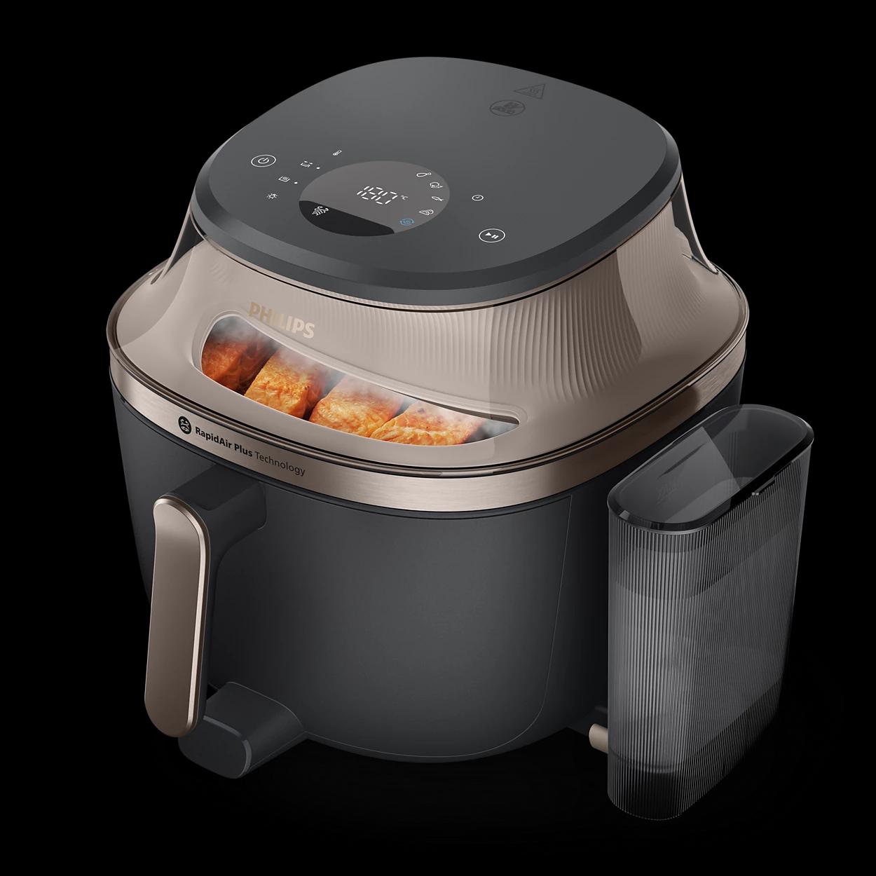Philips 2000 Series NA220/00 - ropogósra sült csirkecombok és párolt zöldségek a kerámia kosárban