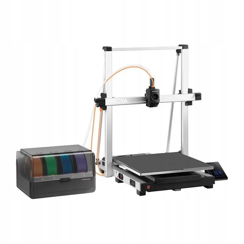 Anycubic Kobra 3 Max - Az ACE Pro filamentszárító és adagoló egység nyitott állapotban, benne négy színes PLA tekerccsel