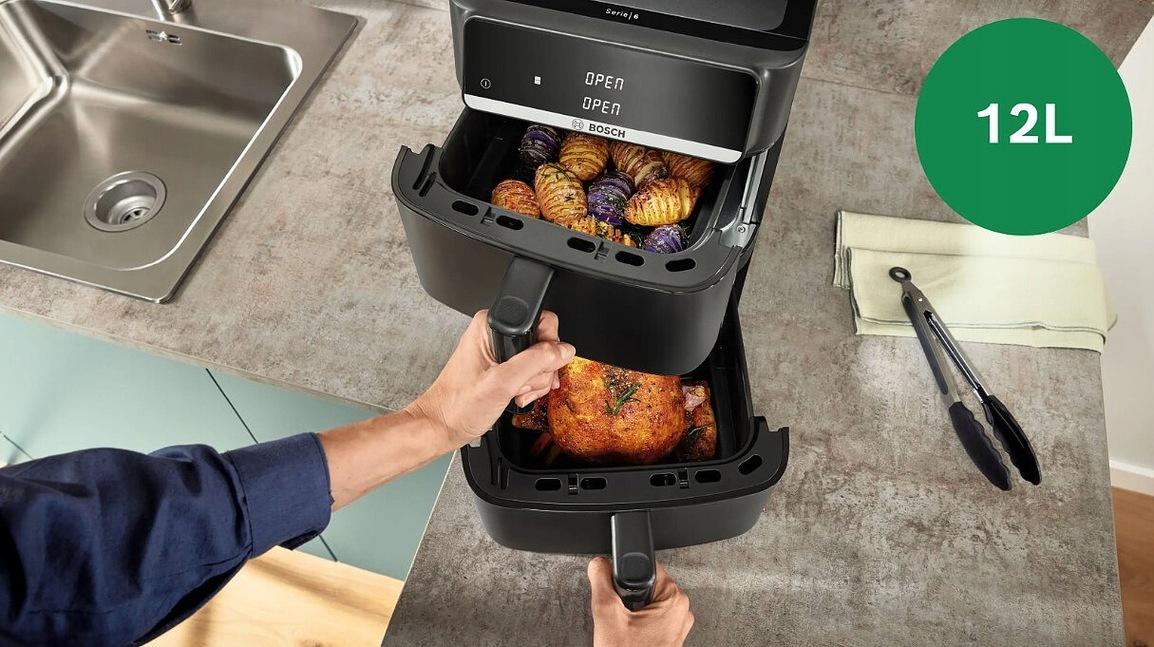 Bosch Series 6 Stacked Air Fryer - Az érintőképernyős kijelző és a programválasztó