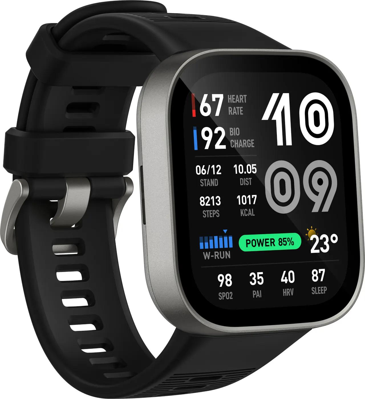 Amazfit Bip Max - Az Amazfit Bip Max kijelzője működés közben, a Zepp alkalmazás felületével a háttérben