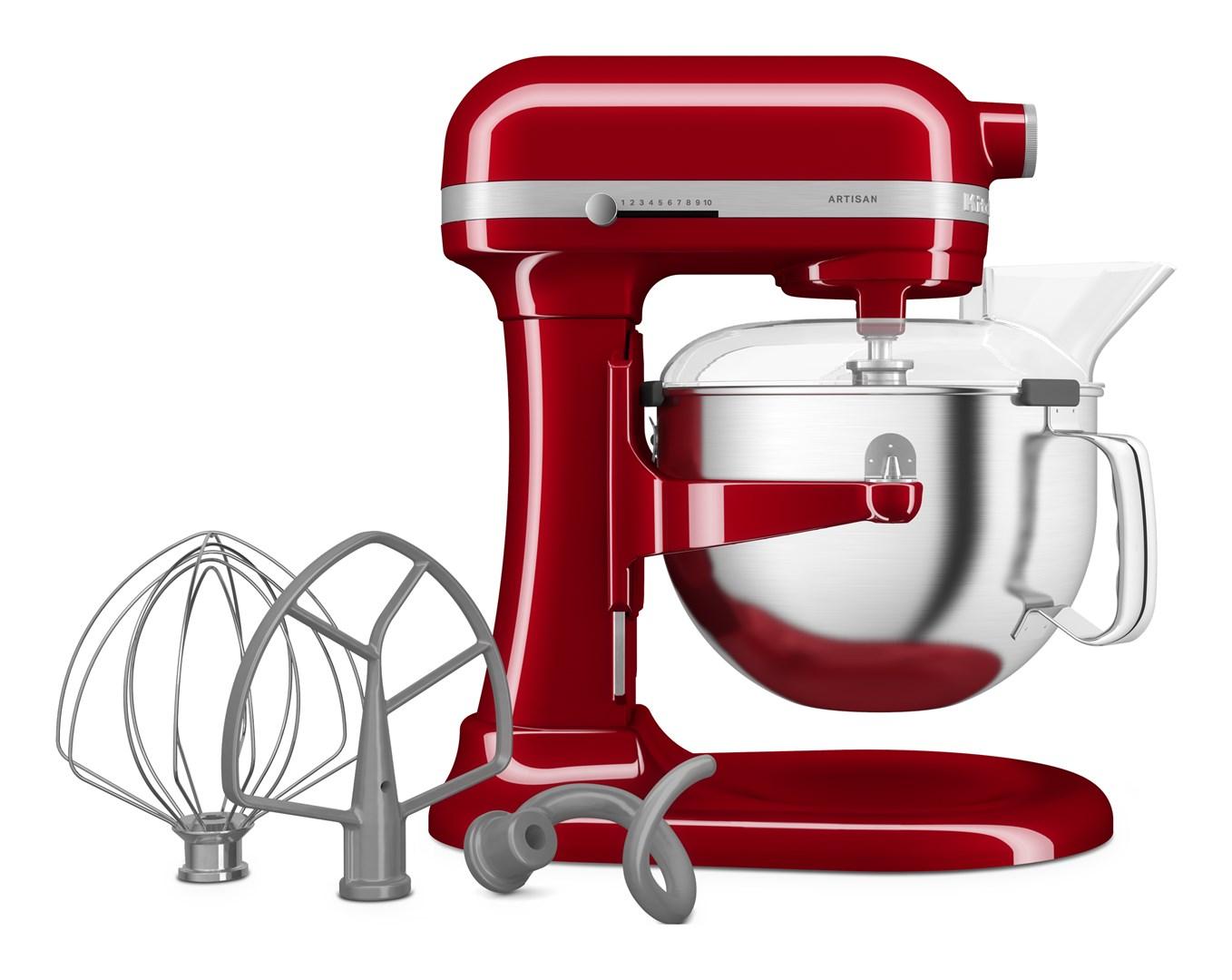 KitchenAid Artisan Plus - A 5,6 literes rozsdamentes acél tál és a csomagban található keverőfejek
