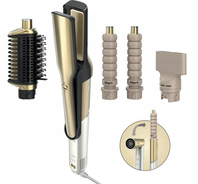 Shark Glam Ceramic Hair Straightener - a Shark Glam multistyler arany-fekete kivitelben a tartozékokkal együtt