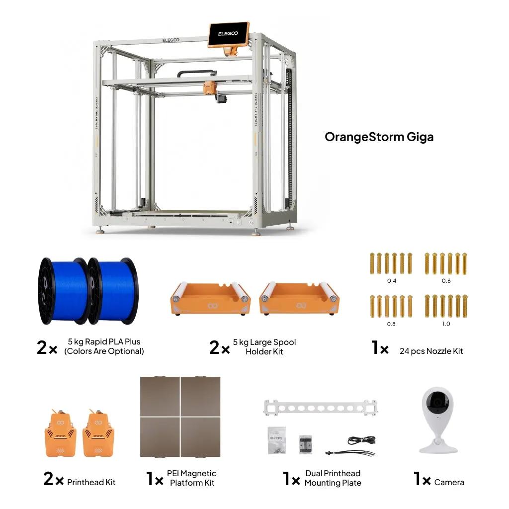 OrangeStorm Giga 3D nyomtató - részletek közelről