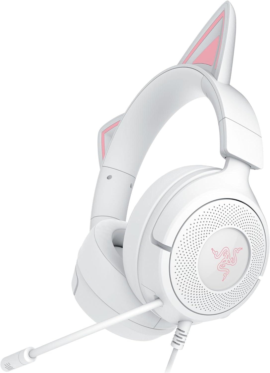 Razer — Kraken Kitty V3 X - a fülpárnák és az állítható pánt közeli képe