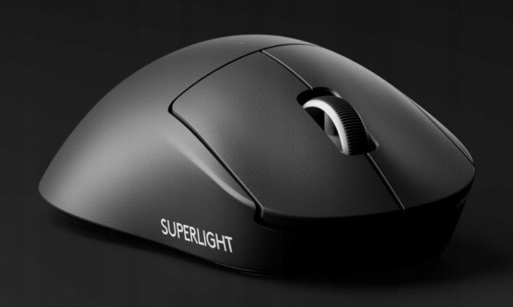 Logitech G Pro X Superlight 2 DEX - az egér alja a HERO 2 érzékelővel és a nagyméretű PTFE csúszótalpakkal