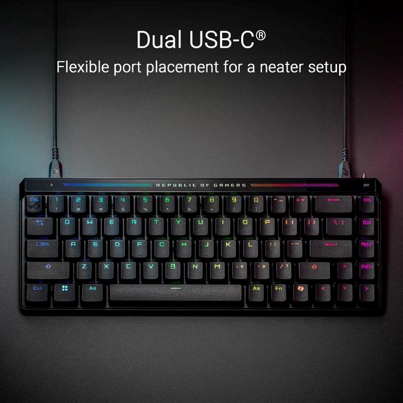 ASUS ROG Falchion Ace HFX - Az oldalsó interaktív érintőpanel és a többfunkciós gomb közelebbről