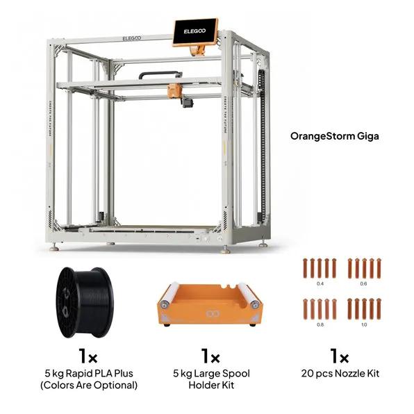 Elegoo OrangeStorm Giga - a nyomtatófej és a hatékony kettős hűtőventilátorok közeli képe